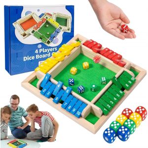Shut The Box Jeux En Bois, 8 D&eacute;s 2-4 Joueurs, Jeu De Plateau En Bois, Jeu De D&eacute;s En Bois, Jeux De Math&eacute;matiques Pour Enfants, Jeu De Table Pour Familles, Pour La Maison, La F&ecirc;te Ou Le - Neuf