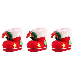 3pcs Cadeau De No&euml;l Sacs De Bonbons Goodies Faveurs De No&euml;l, Des Bottes, Des Bas De Santa Cordon De Serrage Poche Titulaires De Table, Centres De Tables, D&eacute;corations De F&ecirc;te (Grand) - Neuf
