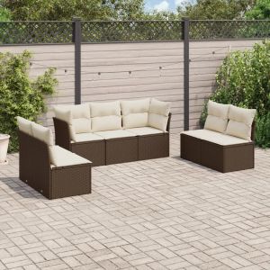 Prolenta Premium - Salon De Jardin Avec Coussins 7 Pcs Marron R&eacute;sine Tress&eacute;e - Neuf