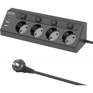 Multiprise d'angle avec USB, 4 prises avec USB C, prise d'angle de cuisine avec c&acirc;ble de 2 m, prise de table 16 A pour la maison, le bureau, la cuisine, l'atelier - Neuf