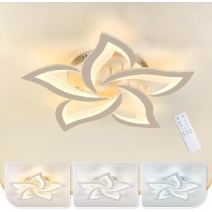 Subzonal-Plafonnier Led Dimmable De 3000k-6000k,Lustre Chambre Design De Creative Petal 28w 2800lm, Luminaire Plafonnier Aluminium Avec T&eacute;l&eacute;commande - Neuf