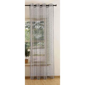 Voilage Filet Rideau Oeillets Uni Transparent Filet Rideau Décoratif Structure, 20352, Polyester, Gris, 245 X 140 Cm - Neuf