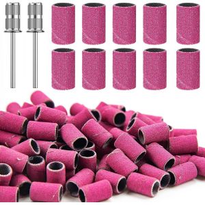 Ihkhu-100 Pièces Embouts Ponceuse Manchons, Ongles Bandes De Ponçage Professionnelles 180# Grain Pour Perceuse À Ongles Ponceuse Emeri Rouleaux Lime Ongles Pour Manucure Et Pédicure(Rosa) - Neuf