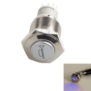 Bouton de klaxon de voiture Interrupteur de klaxon de voiture Interrupteur momentané 12v Interrupteur de bricolage 16mm bleu Led On/Off Bouton d'interrupteur de réinitialisation avec plug-yu - Neuf