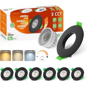 Alusso Lot De 6 Spots Led Ultra Fins À Intensité Variable 6w 75-78 Mm, Spots Led Inclinables 3000k 4000k 6500k, Spots Led À Intensité Variable Pour Cuisine, Salle De Bain, Salon, Blanc - Neuf