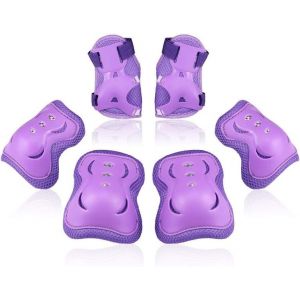 Ensemble De Protections Pour Enfants : Genouill&egrave;res, Coudi&egrave;res Et Prot&egrave;ge-Poignets Pour Le Roller, Le Cyclisme Et Les Sports Extr&ecirc;mes - Violet - Neuf