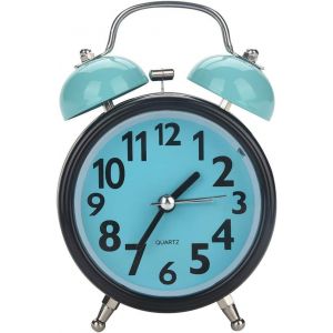 Senior-R&eacute;veil, R&eacute;veil M&eacute;canique Double Cloche Mouvement &Agrave; Quartz Ultra Silencieux Table De Bureau Montre De Nuit Pour Chambre &Agrave; Coucher Et D&eacute;coration D'int&eacute;rieur(Bleu)[L828] - Neuf