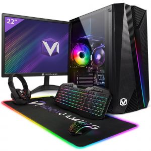 Vibox I-28 PC Gamer - 22"" Écran Pack - Quad Core AMD Ryzen 3200G Processeur 4GHz - Radeon Vega 8 Graphique - 16Go RAM - 500Go NVMe M.2 SSD - Windows 11 - WiFi - Neuf
