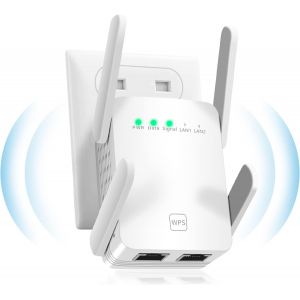lbgwp60-Répéteur Wifi Puissant 1200Mbps Avec Connexion Lan, Amplificateur Wlan Bi - Bande Ultra - Étendu 5Ghz, Réglage Wps 1 - Tap, Mode Ap, Compatible Avec Alexa Et Routeurs Standard - Neuf