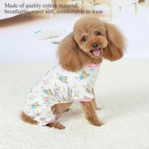 Hjlian Combinaison En Coton Respirant Pour Animaux De Compagnie, Motif Chat Mignon, Pyjama Doux Pour Chiens Et Chiots (M) - Neuf