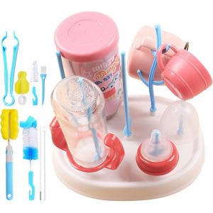 Lot De 9 Brosses De Nettoyage De Bouteilles Polyvalentes Avec &Eacute;tag&egrave;re De Vidange,Durable Pour Biberon Bouteille En Verre Tuyau Longue Machine &Agrave; Caf&eacute; En Paille Th&eacute;i&egrave;re Bec Mamelon Nettoyer - Neuf