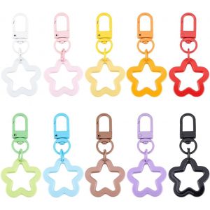 KALANKA-10 Porte Cl&eacute;s &Eacute;toile Bicolore en Vrac &Eacute;toiles Creuses &agrave; Clipser Breloque Pivotante en R&eacute;sine et M&eacute;tal pour Cl&eacute;s de Voiture Sac &agrave; Dos Porte Cl&eacute;s Pendentifs pour Sac &agrave; Main Supports - Neuf