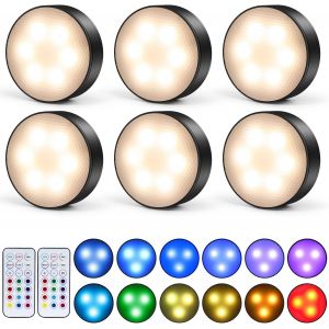SHIBA-LED Sans Fil Lampe de Placard 13 Couleur, 4 Mode Adhesive Spot LED à Pile Avec Telecommande Couleur rgb Lumiere Pour Armoire[1 - Neuf