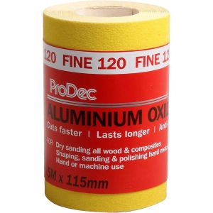 Rouleau de 5 m de papier abrasif jaune, oxyde d¿aluminium, grain 120 fin pour poncer bois, peinture, joints, métal et plus, papier abrasif compatible avec les ponceuses électriques - Neuf