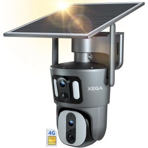 ChenQuanSarl-4G Lte Caméra De Sécurité Extérieure À Double Objectif Sans Wifi À Énergie Solaire Sans Fil Extérieure 1080P Vue À 360 ° Double Écran Couleur Vision Nocturne Audio Bidirectionnel Ip66 - Neuf