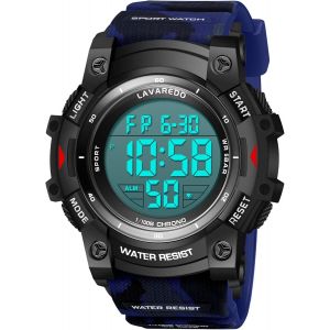 Montre Digitale Sport Homme Avec Bracelet En Silicone,Alarme, Chronom&egrave;tre,Date,Eclairage,&Eacute;tanche 3 Atm - Neuf
