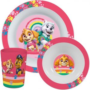 Kalanka-Paw Patrol Set De Petit-D&eacute;jeuner, Set De Vaisselle 3 Pi&egrave;ces Avec Assiette, Bol Et Gobelet, Vaisselle Pour Enfants En Plastique, Passe Au Lave-Vaisselle/Micro-Ondes - Neuf