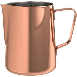 Kal-Pichet À Lait Inox Muvo Finition Cuivre, Pot Pour Mousse De Lait 330 Ml, Pichet Inox De Barista Avec Échelle De Mesure Pratique, Pot À Lait Inox Pour Un Cappuccino Ou Café Latte Parfait - Neuf