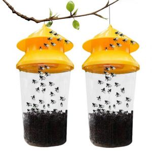 Pi&egrave;ges &agrave; mouches des fruits r&eacute;utilisables pour l'ext&eacute;rieur - Lot de 2 attrape-insectes pour le camping et le jardin - Neuf
