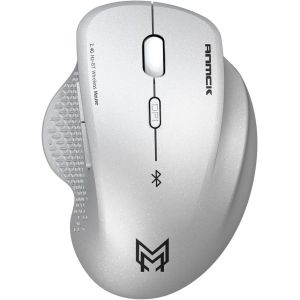 KALANKA-Souris Bluetooth Rechargeable Ergonomique Silencieuse Argent&eacute;, Double Modalit&eacute;: BT 5.1 + 2,4G, DPI Ajustables 1000/1200/1600 pour Laptop, PC, Mac et Android - Neuf