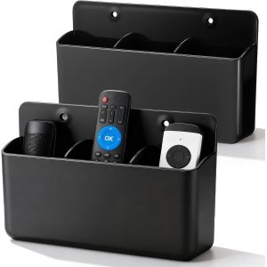 KALANKA-2 Pi&egrave;ces Bo&icirc;tes de Rangement Autocollantes, Compartiments Flexible 3-en-1 Supports de T&eacute;l&eacute;commande, Support Mural de T&eacute;l&eacute;commande pour Contr&ocirc;leur, Bo&icirc;te Organisatrice pour Brosse, stylos - No - Neuf