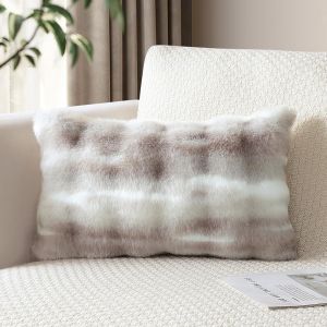 Kalanka-Lot De 1 Housse De Coussin En Peluche 40x60 Cm Douce D&eacute;corative Housse De Coussin D&eacute;coratif En Fausse Fourrure Moelleuse Pour Canap&eacute;, Sofa, Chambre &Agrave; Coucher, Coussin 16x24 Pouces (Blanc Taup - Neuf