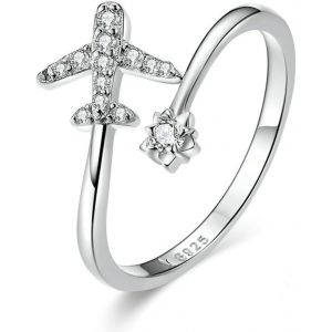 Kal-Bague En Argent Sterling 925 En Forme D'avion Pour Femmes Et Filles, Réglable, Extensible, Ouverte, Confortable, Délicate, Mignonne, Bijoux De Vol, Cadeau Souvenir - Neuf