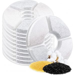 Fousenuk Lot De 10 Filtre Fontaine Eau Chat, Round Filtre De Fontaine &Agrave; Eau Chat, Filtres De Rechange Avec Charbon Actif Et R&eacute;sine &Eacute;changeuse D'ions, Pour 1.6-2.5l Fontaine &Agrave; Fleur L'animal - Neuf
