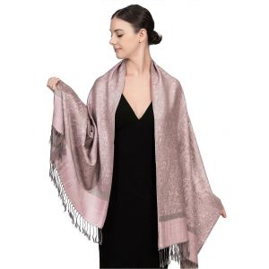 Deux Tons Vintage &Agrave; Motifs Cachemire Pashmina Foulard L&eacute;ger En Toute Saison Ch&acirc;le Et &Eacute;charpe Pour Les Robes, Rose, Gris - Neuf