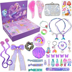 JEXNOVASHOP-Calendrier de l'Avent 2025 pour Enfants - Calendrier De L'Avent Enfant de No&euml;l, Bijoux, Cadeaux de No&euml;l Avec Sir&egrave;nes et Accessoires, Cadeau Surprise Pour Les Enfants pour filles de 4, 5, - Neuf