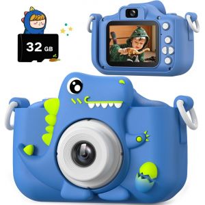 Kalanka-Appareil Photo Enfant, Cam&eacute;ra Selfie Jouet Fille Gar&ccedil;on, Carte Sd 32 Go, Enregistreur Vid&eacute;o Hd 1080p, Cadeaux D'anniversaire De No&euml;l Pour 3-12 Ans, Bleu - Neuf