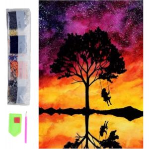OAYEW-Diamond Painting Set de peinture diamant 30x40cm diamant peinture kit complet accessoires bricolage 5D tableau point de croix broderie artisanat d&eacute;coration maison mur (arbre coucher de soleil) - Neuf