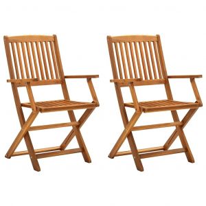 Prolenta Premium - Chaises Pliables D'ext&eacute;rieur Lot De 2 Bois D'acacia Solide - Neuf