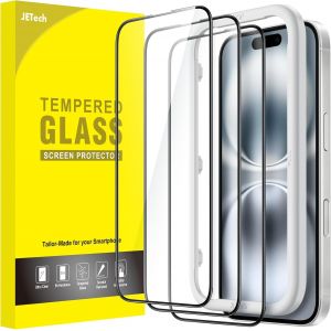 LORANKA-Protection D'&eacute;cran &agrave; Couverture Compl&egrave;te pour iPhone 16 6,1 Pouces, Film en Verre Tremp&eacute; &agrave; Bord Noir avec Outil d'Installation Facile, Compatible Coque, HD Transparent, Lot de 3 - Neuf