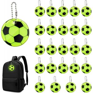 Acdsgd-24pcs Porte-Cl&eacute;s R&eacute;flecteur, Pvc Pendentif R&eacute;flecteur De S&eacute;curit&eacute; Enfant, Pendentif Reflechissant Football, Porte Cl&eacute; R&eacute;fl&eacute;chissant Pour Sac &Agrave; Dos Cyclisme V&ecirc;tements Randonn&eacute;e Course &Agrave; Pied - Neuf