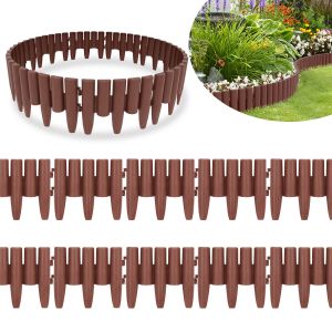 40 Pi&egrave;ces Bordure De Jardin Barri&egrave;re Cl&ocirc;ture 11.2m Marron, Bordure De Pelouse Aspect Bois Bordure De Tonte Plastique Pour Jardin - Neuf
