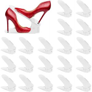 Kgabery-Rangement Chaussure,Support À Chaussures Réglables,Support Chaussures Reglable Gain De Place,Range Chaussure Antidérapant Chaussures Support Rack Plastique (Blanc) - Neuf