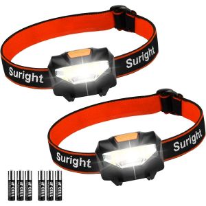 Torche Frontale(2 Pcs), Lampe Frontale Puissante Led 140 Lm, 3 Modes D¿Eclairage, Réglable, Poids Léger Pour Course Camping Cyclisme Éclairage Extérieur Cadeau Pour Enfants, 6 Piles Aaa Inclus - Neuf