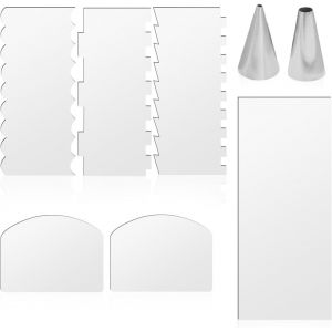 Kal-Lot De 6 Grattoirs À Gâteau, 2 Pièces Avec Pointe De Décoration De Gâteau, Spatule À Gâteau, Grattoir À Gâteau, Moule À Glaçage, Outil De Modelage, Spatule En Acrylique - Neuf