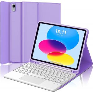 Clavier avec Touchpad pour iPad (A16) 11eme Generation 2025/10eme Generation 2022 10.9"", AZERTY Clavier avec Pavé Tactile pour iPad A16 11 Pouces 2025, Violet Clair - Neuf