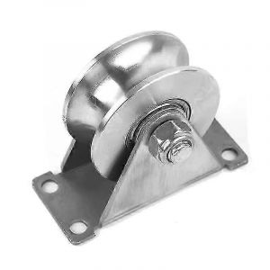 2 pouces 304 roues de porte coulissante en acier inoxydable Rouleaux à rainure en U Poulies robustes Roulement en douceur Double B-YuJia - Neuf