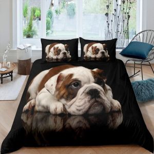 Housse De Couette X Cm Adolescent Bouledogue Anglais Noir Parure De Lit Personne Avec Fermeture &iquest;&iquest;Clair Doux Respirant Confortable Microfibre Housse De Couette Et Taie D'oreiller - Neuf