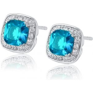 Meimie-Boucles D'oreilles Hypoallergéniques En Pierres Précieuses,Boucles D'oreilles En Cristal De Zircone Cubique Brillante 5a,Plaqué Platine 18 Carats,Poteaux En Argent Sterling 925 Sans Nickel - Neuf