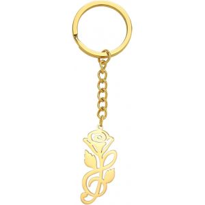 KAL-Porte-Clés De Notes De Trèfle Rose En Acier Inoxydable Porte-Clés Pendentif Clé De Notes Treble Clef De Sol Bijoux Sac À Main Accessoires Pour Femmes Hommes Amoureux De La Musique - Neuf