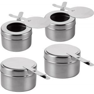 Jexnovashop-4 Pi&egrave;ces R&eacute;cipients &Agrave; P&acirc;te Combustible, R&eacute;chaud Fondue Br&ucirc;leur &Agrave; Alcool, Br&ucirc;leur Chafing Dish En Acier Inoxydable, R&eacute;cipients &Agrave; P&acirc;te Combustible Pour Buffet, Fondue, Camping - Neuf