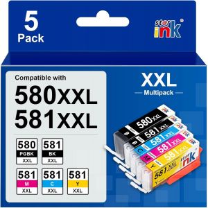 PGI-580 CLI-581 XXL Remplacement pour Canon PGI-580 CLI-581 XXL Cartouches d'encre Multipack, Compatible pour Pixma TR7550 TS6150 TS6151 TS6250 TS6350 TS6351 TS705 TS8150 TS8151 TS8350 - Neuf
