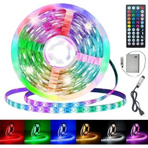 Jgd-Ruban Led Pile, 3m Ruban Led Auto Adh&eacute;sif,T&eacute;l&eacute;commande,Synchronisation Musicale Bluetooth,Minuterie, Intensit&eacute; Variable,Changement Couleur,D&eacute;coupable,Id&eacute;al Pour D&eacute;coration Votre Salle F&ecirc;te - Neuf