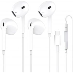 LORANKA-Lot de 2 &eacute;couteurs USB C filaires de type C pour iPhone 15 HiFi st&eacute;r&eacute;o r&eacute;duction du bruit avec micro et contr&ocirc;le du volume, pour Samsung Galaxy S23 S22 S21 S20, iPhone 15/16/Pro, Google Pixel - Neuf