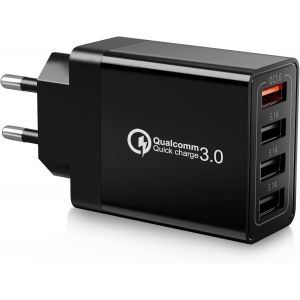 JGD-Chargeur USB, 33W Prise USB Multiple 4 Ports Prise Chargeur Rapide Multiprise Adaptateur Secteur pour iPhone 14 13 12 11 Pro Max X XS XR 8 7 6S Plus Mini SE, iPad, Samsung Galaxy A55 A15 S20 S10 - Neuf