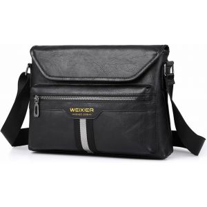 TIANYI-Sacoche Bandoulière Cuir Sacoche Homme Sacs à Bandoulière Vintage Shoulder Bag Business Cartable Besace pour Portable pour Voyage, Randonnée et Travailler (Noir-3) - Neuf